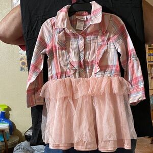 LITTLE LASS 3t  adorable Plaid Pink bodice with lined tulle pink skirt Dress